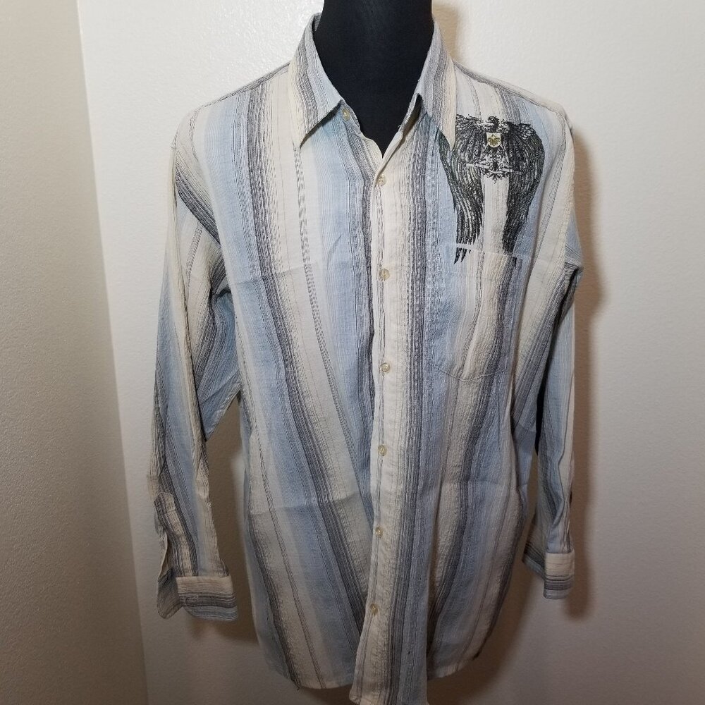 Scorpio USA Mens Large Long‎ Sleeve Shirt Stripe Snap Western Cowboy Vintage Y2K